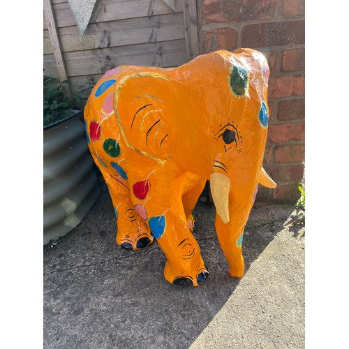 249 - Extra Large Paper Mache Colourful Elephant. Standing 2 Foot