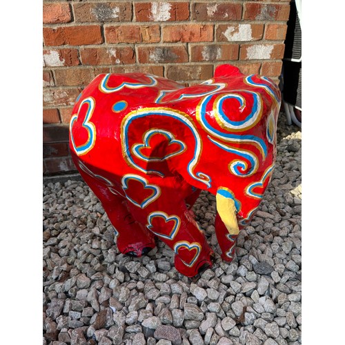 250 - Large Paper Mache Colourful Elephant.2 Foot High