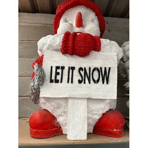 251 - Large Resin “Let It Snow” Snowman. 31”