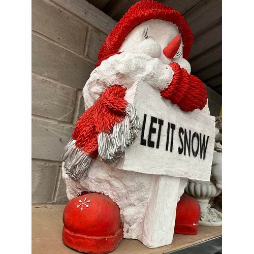 251 - Large Resin “Let It Snow” Snowman. 31”