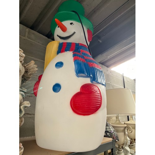 252 - Light Up Plastic Snowman. Standing 44”