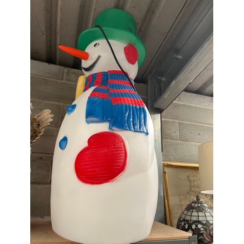 252 - Light Up Plastic Snowman. Standing 44”