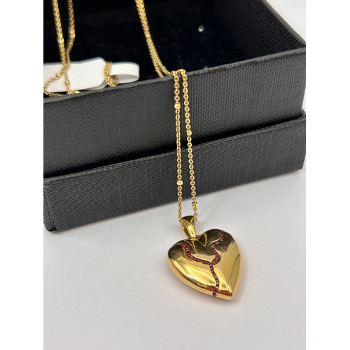 215 - Ruby Heart Pendant On Chain 18k Gold Vermeil Sterling Silver