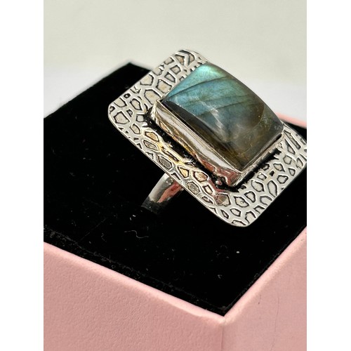 224 - Large Silver Ring With Abalone Centre