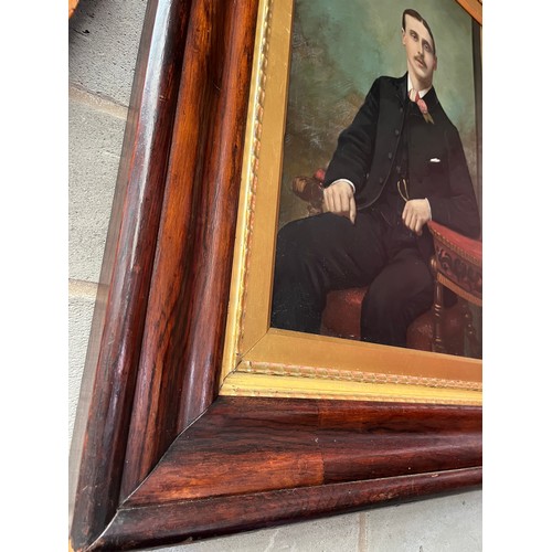 99 - Large Oil on Board? of Edwardian Gentleman in Gilt and Mahogany Frame 34