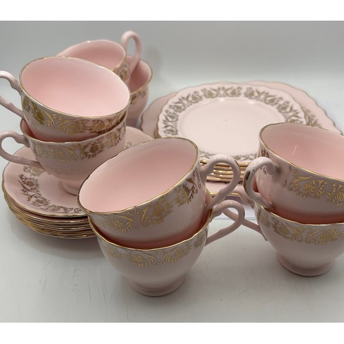 229 - Lovely Colclough Part Tea Set In Baby Plnk And Gold. 20 Pieces.