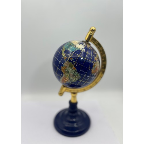 174 - Decorative Globe With Semi Precious Stone , Standing 10