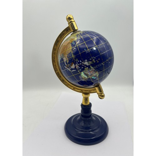 174 - Decorative Globe With Semi Precious Stone , Standing 10