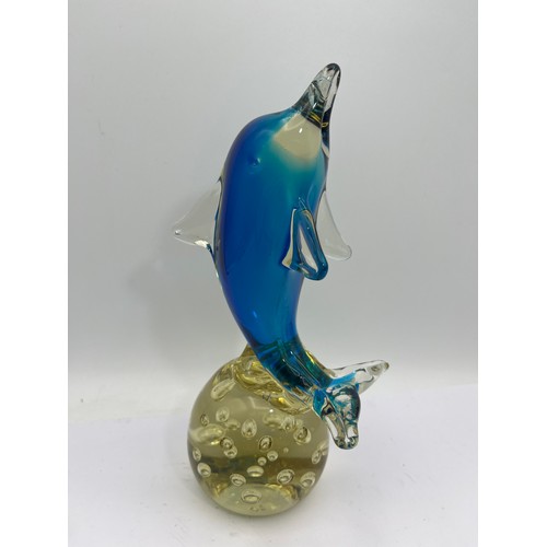 195 - Murano Style Glass Standing Dolphin 9