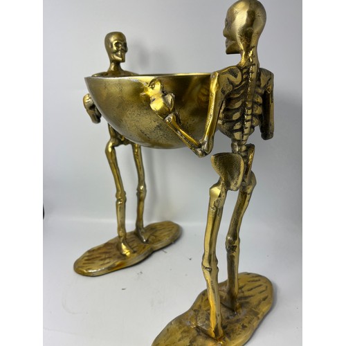 234 - Fabulous Fruit Bowl , Two Brass Skeletons Holding The Bowl. 15