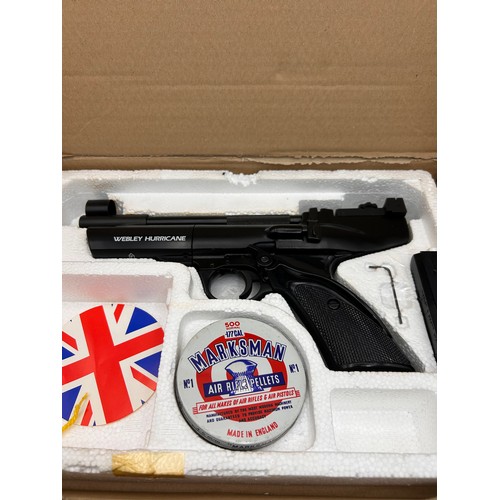 519 - Webley Hurricane Air Pistol Boxed , Appears Unused.