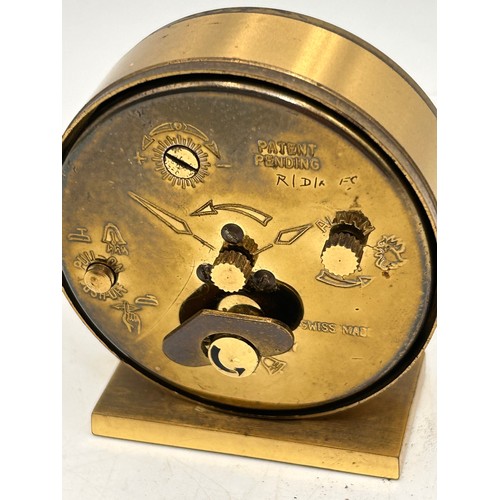 160 - Stunning Little Swiza 8 Day Brass Desk Clock.