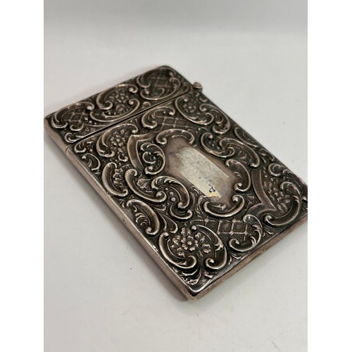 58 - Fabulous Detail Silver Stag Themed Card Case Birmingham 1905 , Makers Mark S& Co. 60g