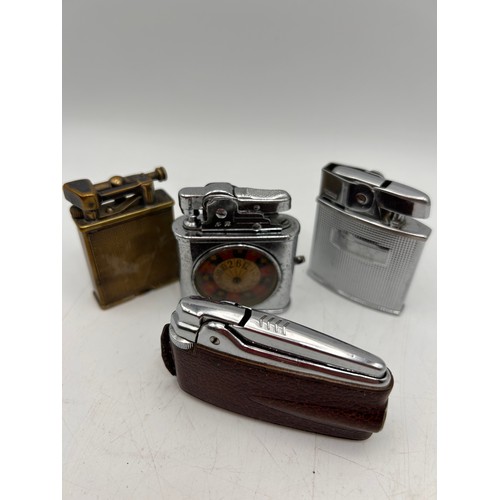 80 - Interesting Collection Of Four Vintage lighters, Including Roulette Wheel Game.