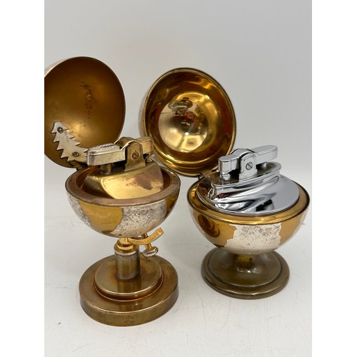 142 - Pair Of Vintage Globe Style Table Lighters.