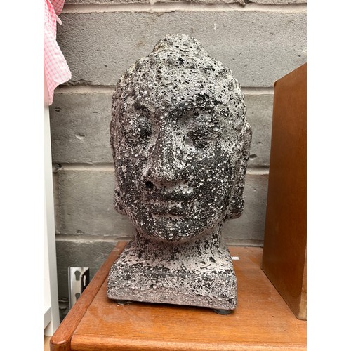 24 - Ceramic Stone Effect  Buddha Head Standing 14”