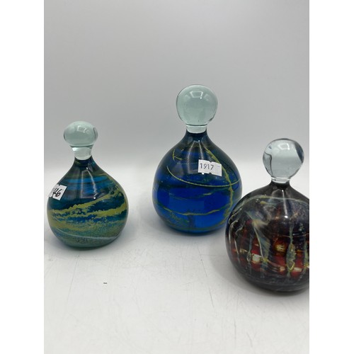 46 - 3 Paperweight In Style Of Bottles To By Mdina