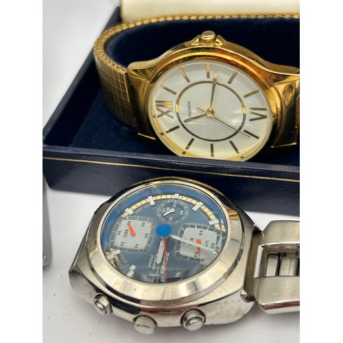 411 - Four Gents Boxed Watches Including Avia , Sekonda, Require Batteries.