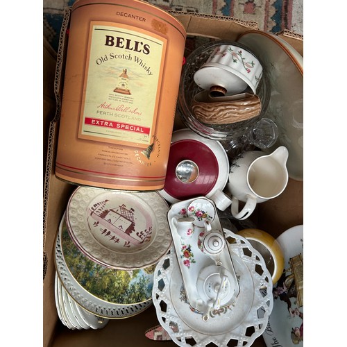 234 - 2 Large Boxes Of Assorted Crockery Biscuit Barrel, Cups, Plates ETC