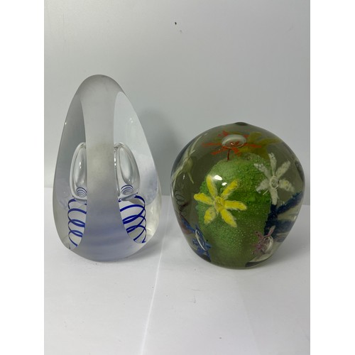 455 - 2 Large Paperweights One By Remi Remigijus And One By Elwell Green , Standing 5.5” 4.5”