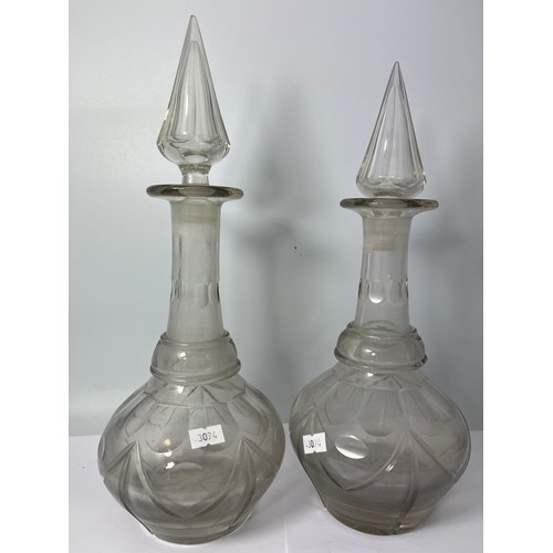 456 - 2 Crystal Decanters Standing 13” 14”