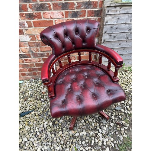 393 - Red Chesterfield Captains Chair