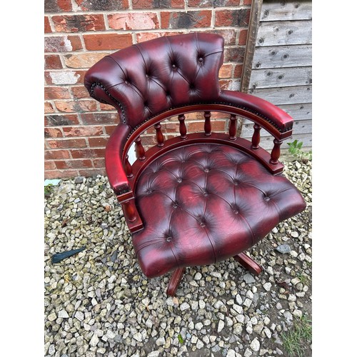 393 - Red Chesterfield Captains Chair