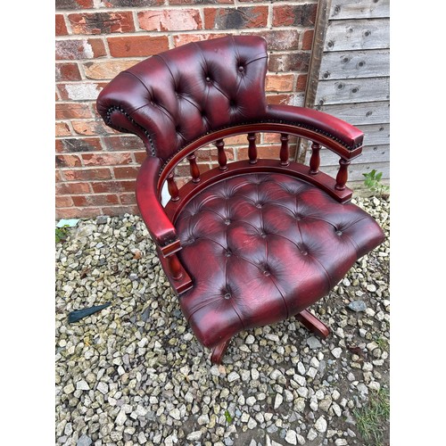 393 - Red Chesterfield Captains Chair