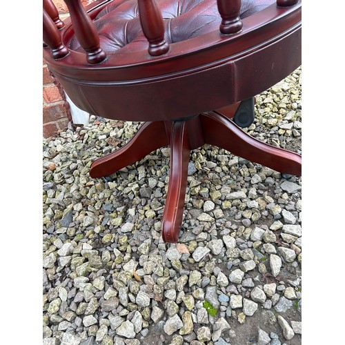 393 - Red Chesterfield Captains Chair