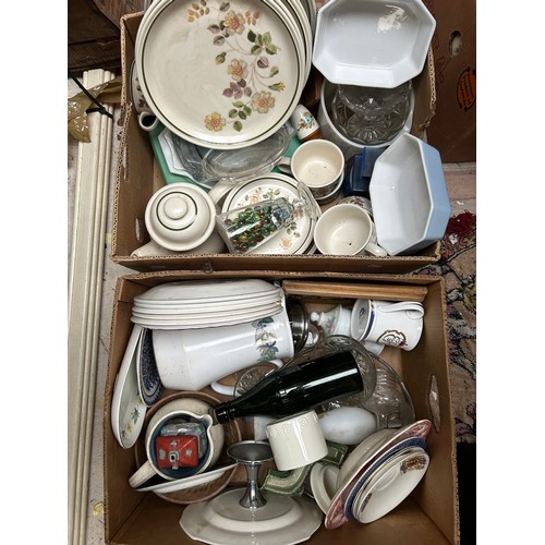 550 - Two Large Boxes Of Various Ceramics And Glassware.