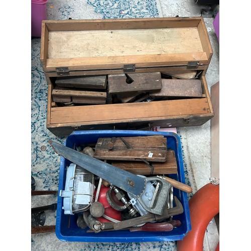 553 - Large Solid Vintage Toolbox And Various Tools.