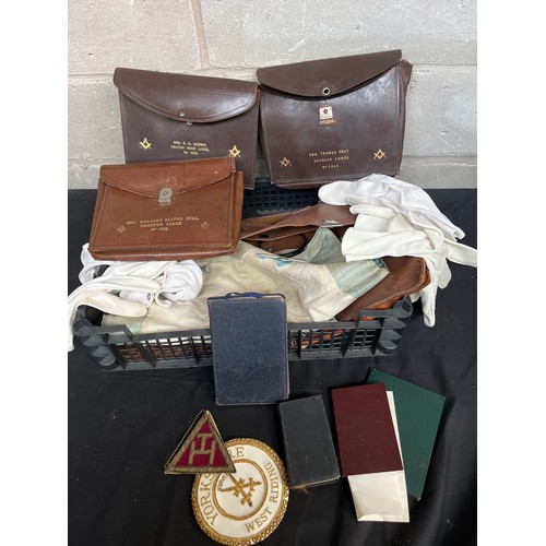 567 - Tray Of Masonic Leather Cases etc.