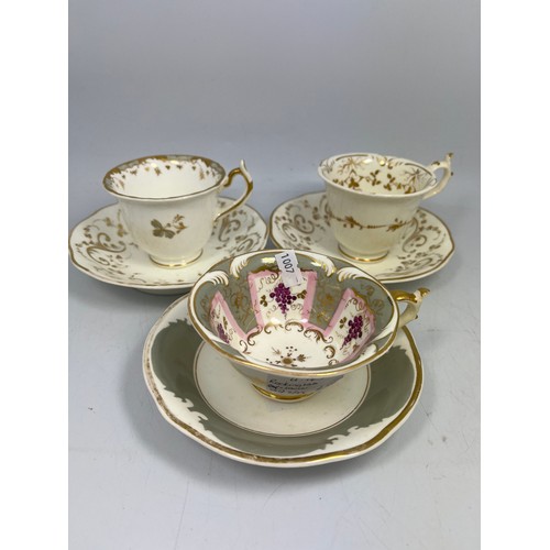 6 - Three Cabinet Cups And Saucers By Rockingham.