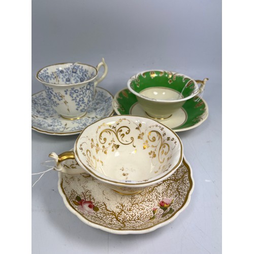 7 - Three Cabinet Cups And Saucers By Rockingham.