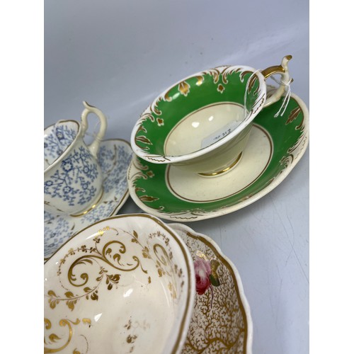 7 - Three Cabinet Cups And Saucers By Rockingham.