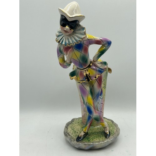 28 - Made In Italy Masquerade Ceramic Figure Standing 12”