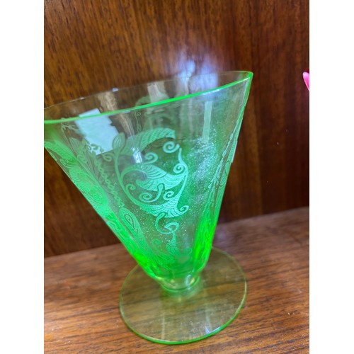 14 - Etched Uranium Glass Standing 4.5