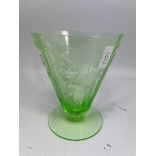 14 - Etched Uranium Glass Standing 4.5