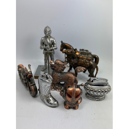 645 - Various Table Lighters To Include Cowboy Boot, Knight Etc.