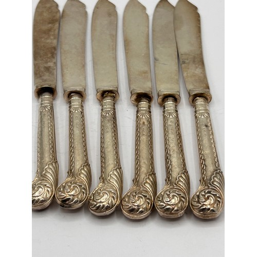 62 - Set Of Six Vintage Silver Handled Butter Knives.