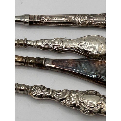 64 - Collection Of Five Silver Handled Shoe Horns.