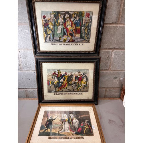 207 - Three Antique Historic Hand Coloured Prints , 13