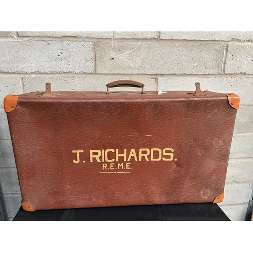 256 - Vintage Suitcase Signed J Richards 32 X 17 X 9”