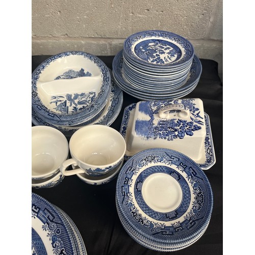 14 - Large Quantity Of Blue And White Crockery By Churchill England