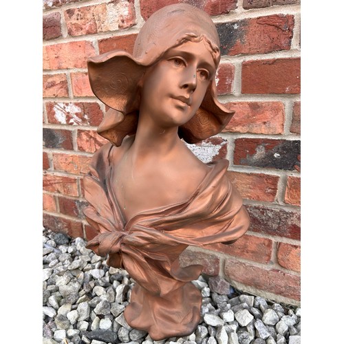 229 - Fabulous Terracotta Bust Signed Alphonse Henri Nelson , Standing Almost 2ft.