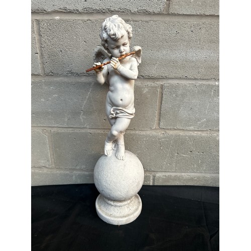 228 - Resin Garden Cherub Playing Flute, Standing 20