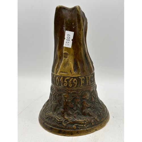 171 - Very Interesting Bronze Antique Bell, Standing 7 