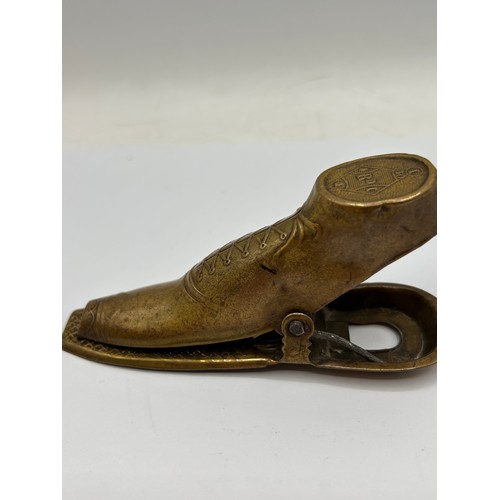 184 - Interesting Antique  Boot Shaped Letter Clip. 4.5 