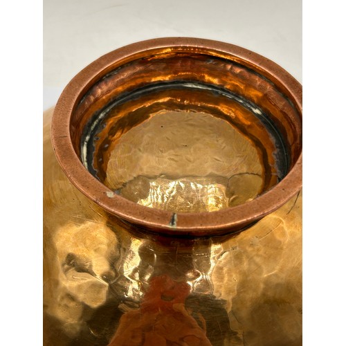 190 - Interesting Antique Hand Hammered Copper And Brass Bowl 6.5