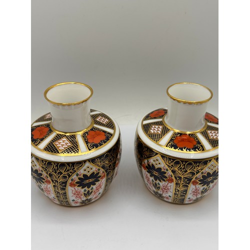 193 - Pair Of Royal Crown Derby Vases , High Shouldered Style, 4.5